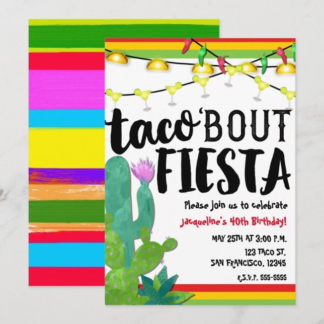 TACO BOUT FIESTA Birthday Party Cinco De Mayo Invitation (Front/Back)
