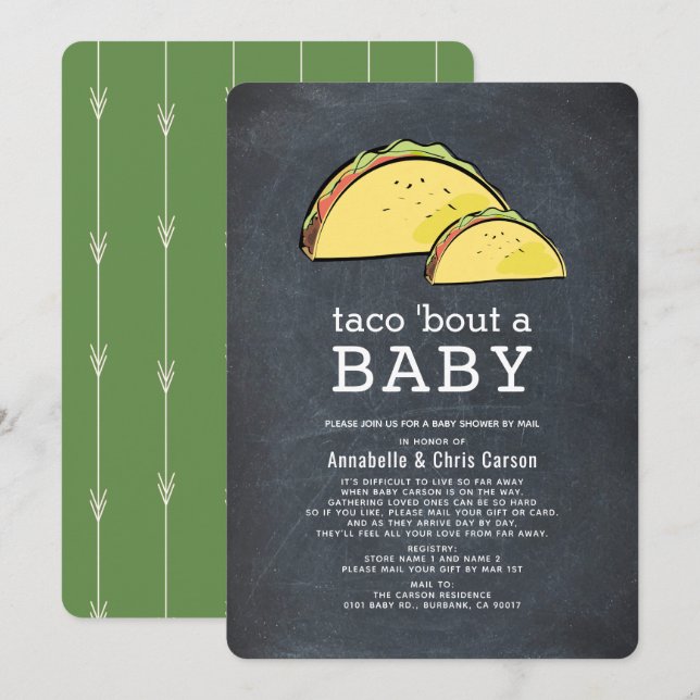 Taco Bout Fiesta Chalkboard Baby Shower by Mail Invitation (Front/Back)