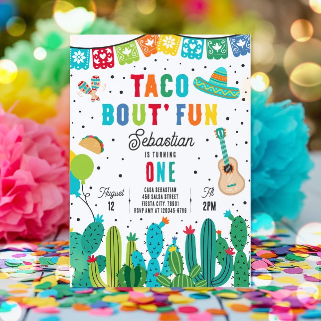 Taco Bout' Fun 1st Birthday Fiesta Mexican Party Invitation (Creator Uploaded)