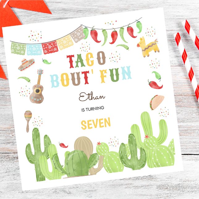Taco bout' fun fiesta mexican birthday napkin (Creator Uploaded)