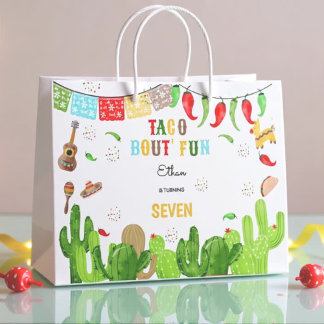 Taco bout' fun fiesta mexican boy birthday large gift bag