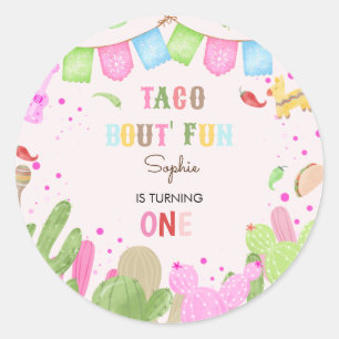 Taco bout fun fiesta mexican first birthday classic round sticker
