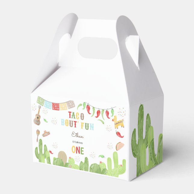 Taco bout' fun fiesta mexican first birthday favour box (Front Side)