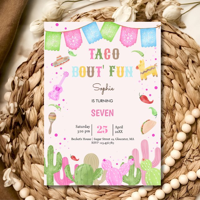 Taco bout fun fiesta mexican girl birthday invitation (Creator Uploaded)