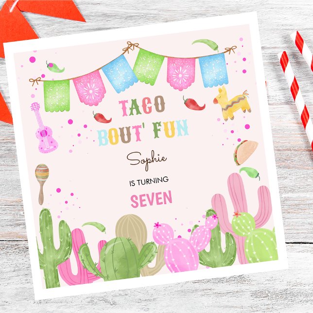 Taco bout fun fiesta mexican girl birthday napkin (Creator Uploaded)