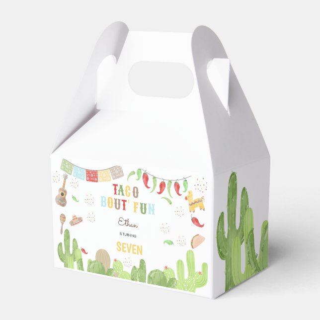 Taco bout' fun fiesta mexican kids birthday favour box (Front Side)
