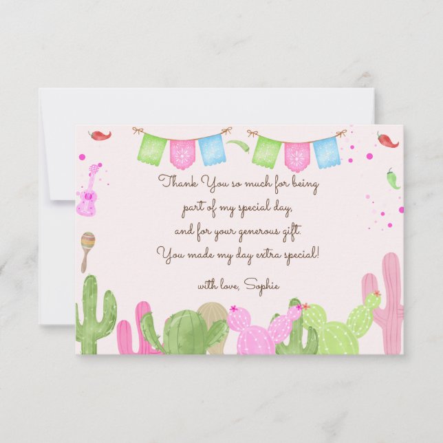 Taco bout fun fiesta mexican kids birthday thank you card (Front)