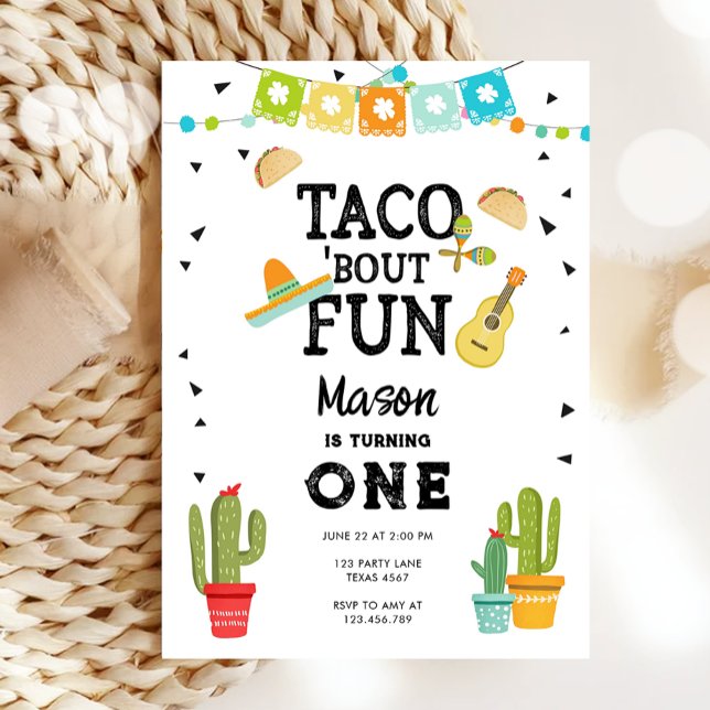 Taco Bout Fun Uno Fiesta Boy 1st First Birthday Invitation (Creator Uploaded)