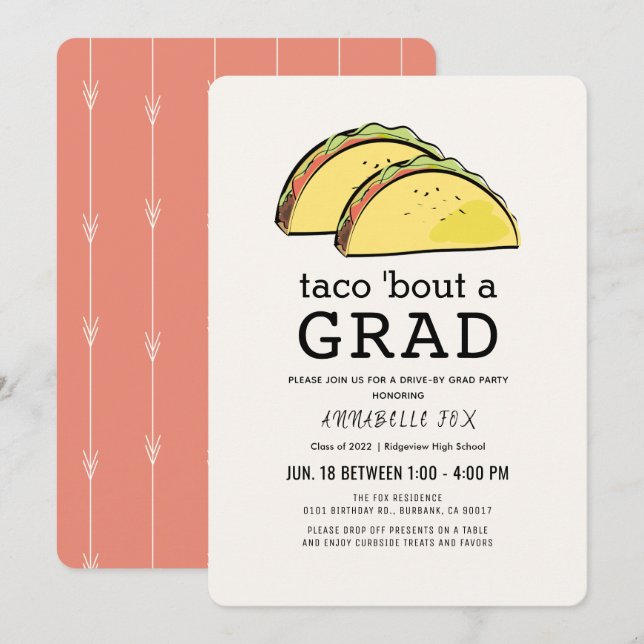 Taco Bout GRAD Drive-by Graduation Party Invitation (Front/Back)