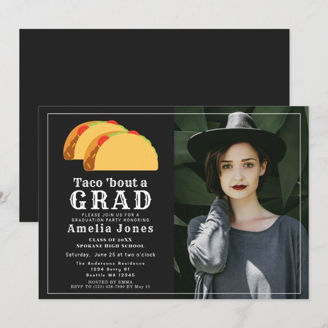 Taco Bout GRAD Graduation Party Photo Invitation (Front/Back)