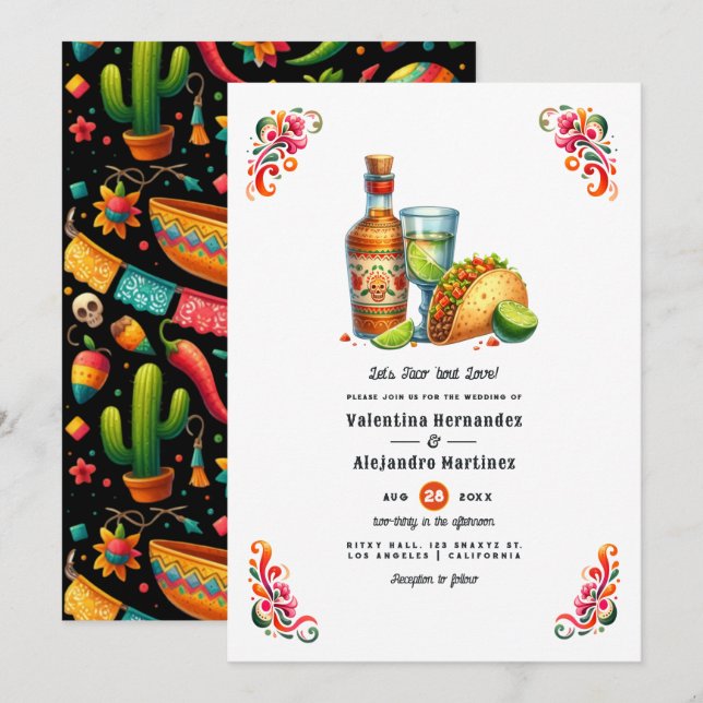 Taco 'bout Love: Bold Fiesta Wedding Invitation (Front/Back)