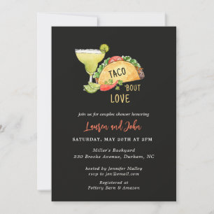 Taco Bout Love Couples Bridal Shower Black  Invitation