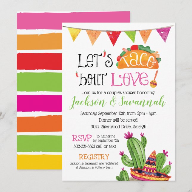 Taco bout Love - Couples Coed Bridal Invitation (Front/Back)
