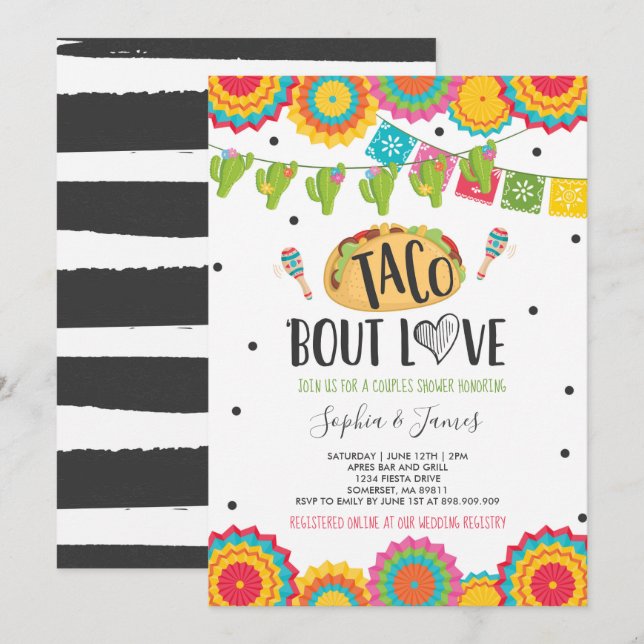 Taco 'Bout Love Couples Engagement Fiesta Party Invitation (Front/Back)