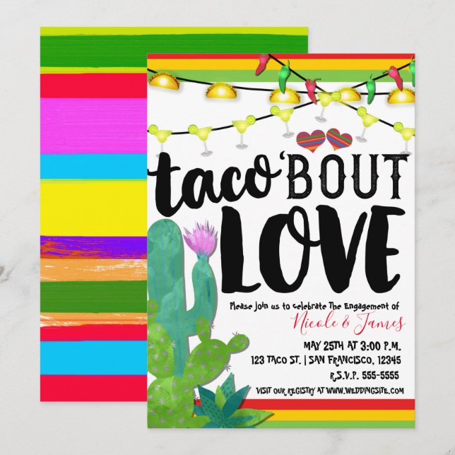 TACO BOUT LOVE Couples Engagement Wedding Fiesta Invitation (Front/Back)