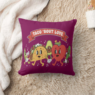 Taco 'Bout Love Cute Retro Cartoon Valentine's Day Cushion