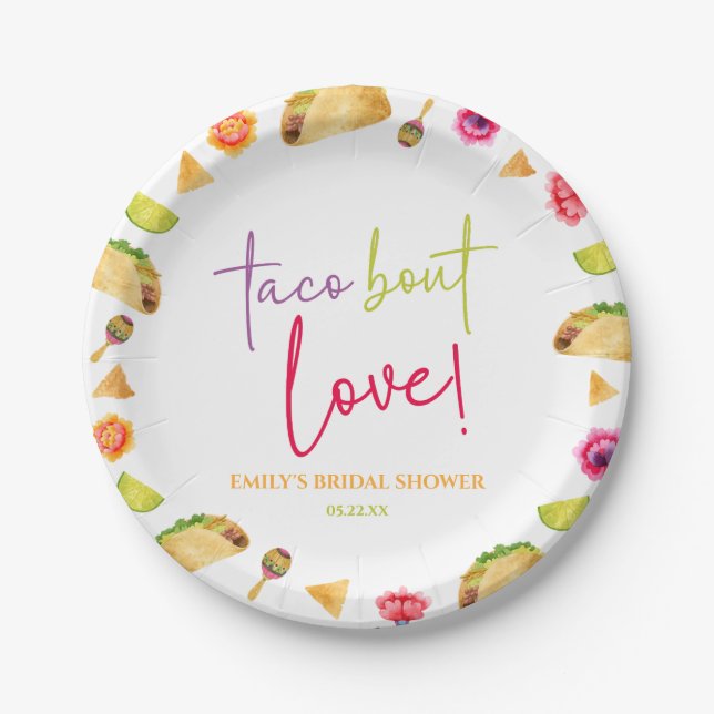 Taco Bout Love! Fiesta Bridal Shower Paper Plate (Front)