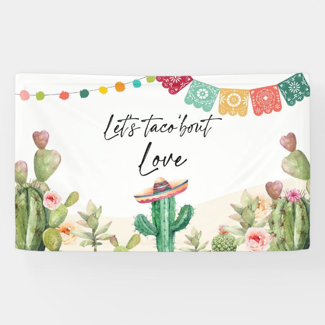 Taco Bout Love Fiesta Cactus Shower Backdrop Banner (Horizontal)