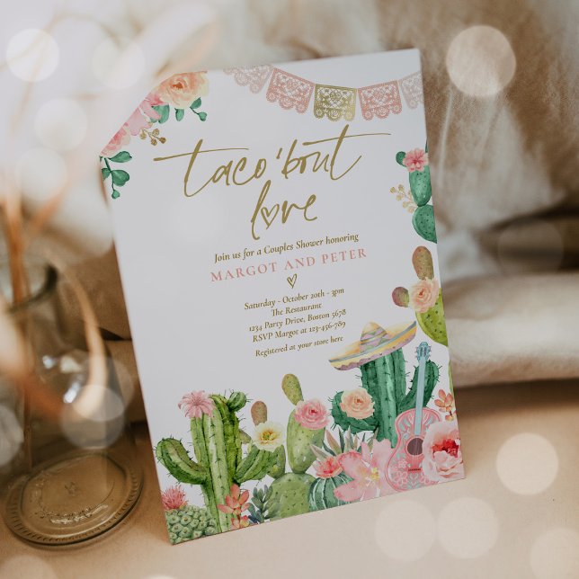 Taco 'Bout Love Fiesta Couples Shower Cactus Invitation (Creator Uploaded)