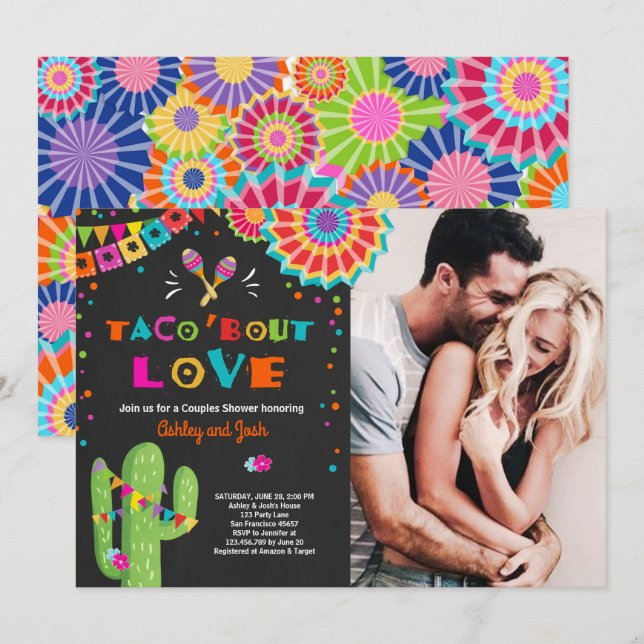 Taco Bout Love Fiesta Couples shower invitation (Front/Back)