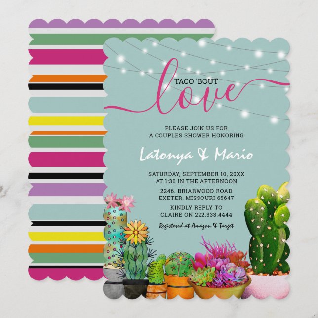 Taco 'bout Love Fiesta Couples Shower Invitation (Front/Back)