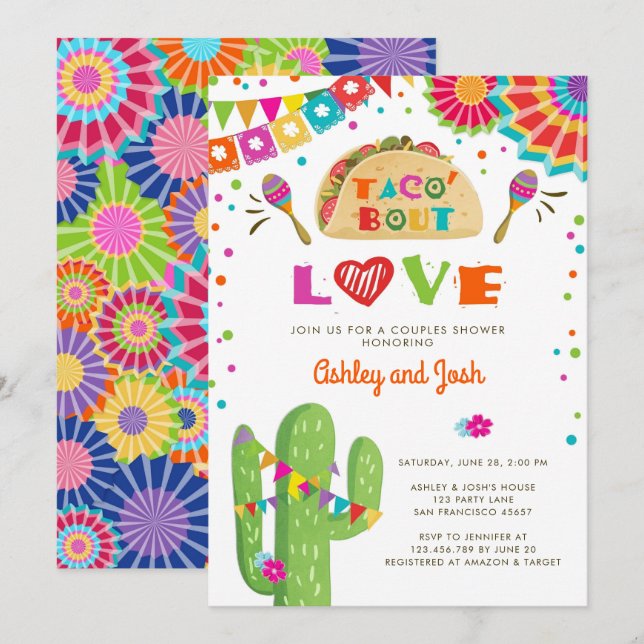 Taco Bout Love Fiesta Couples Shower Invitation (Front/Back)