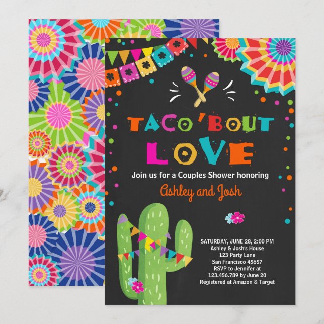 Taco Bout Love Fiesta Couples shower invitation (Front/Back)