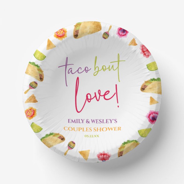 Taco Bout Love! Fiesta Wedding Couples Shower Paper Plate (Front)
