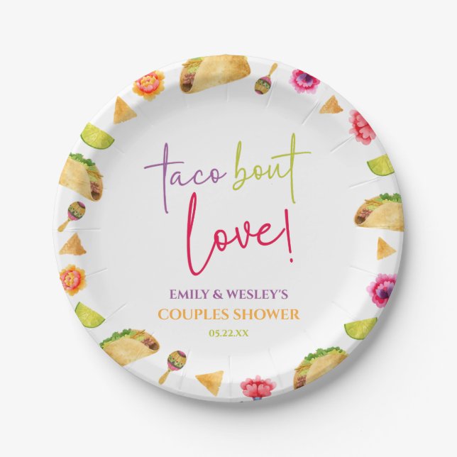 Taco Bout Love! Fiesta Wedding Couples Shower Paper Plate (Front)