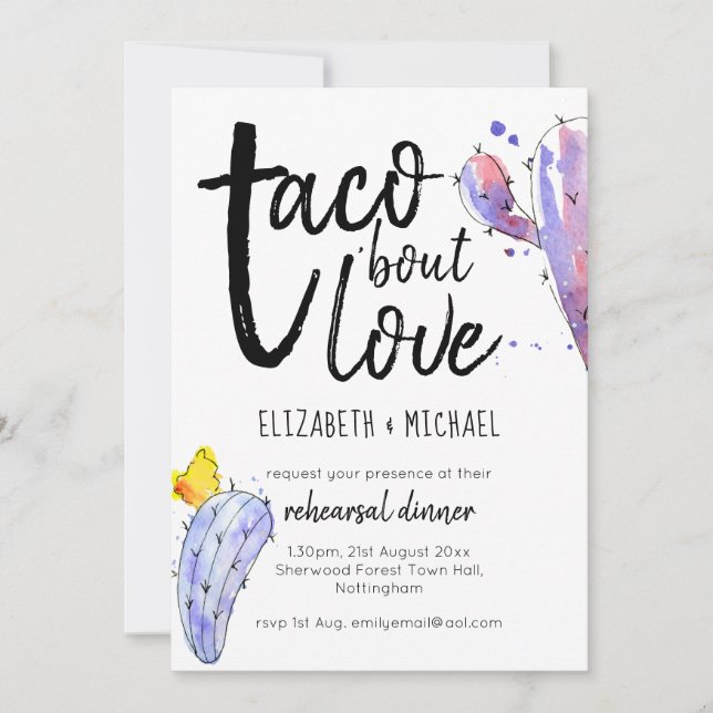 Taco Bout Love Illustrated Rehearsal Dinner (Front)