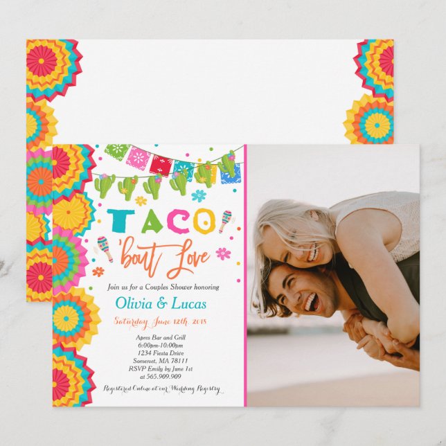Taco Bout Love Invitation Couples Fiesta Shower (Front/Back)