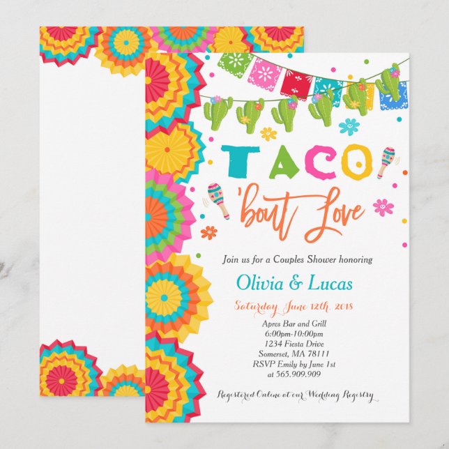 Taco Bout Love Invitation Couples Fiesta Shower (Front/Back)