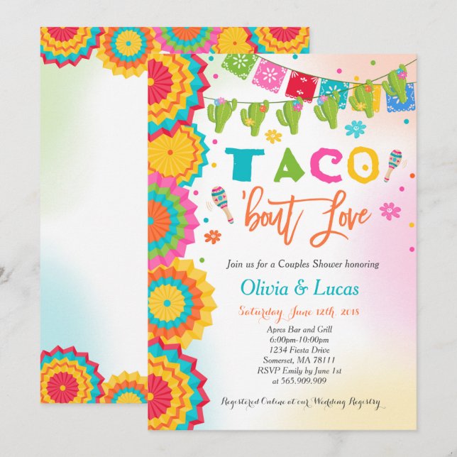 Taco Bout Love Invitation Couples Fiesta Shower (Front/Back)