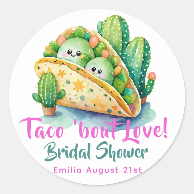 Taco 'Bout Love! Last Party Bridal Shower Classic Round Sticker (Front)