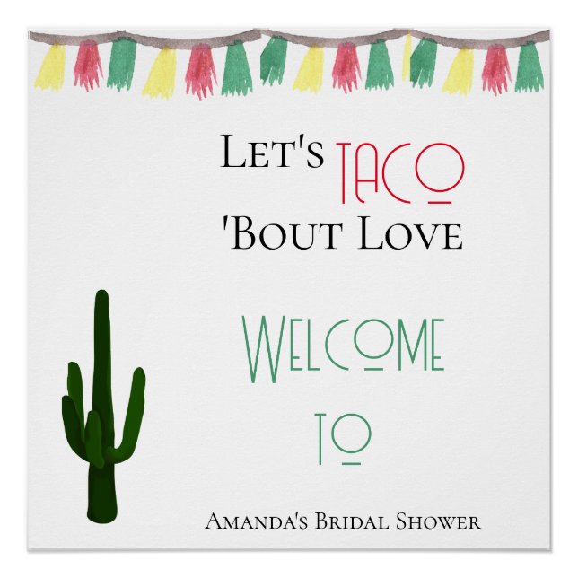 Taco Bout Love Mexican Cactus Fiesta Bridal Shower Poster (Front)