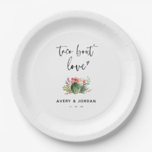 Taco Bout Love Mexican Cactus Succulent Wedding Paper Plate