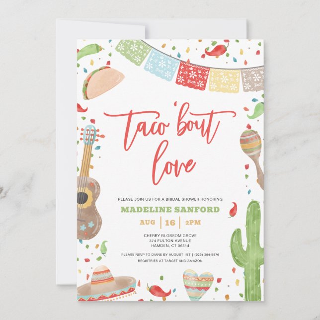 Taco 'Bout Love Mexican Fiesta Bridal Shower Invitation (Front)