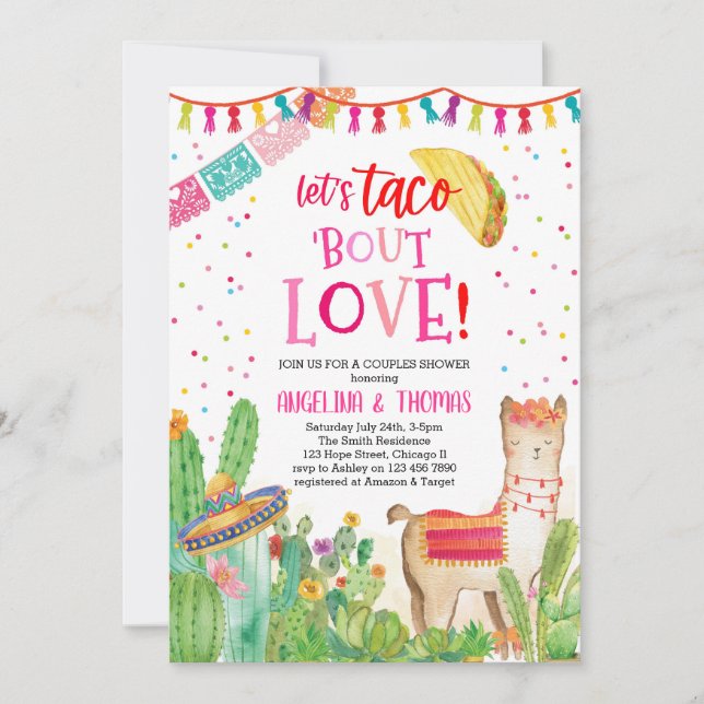 Taco Bout Love Mexican Fiesta Pink Couples Shower  Invitation (Front)