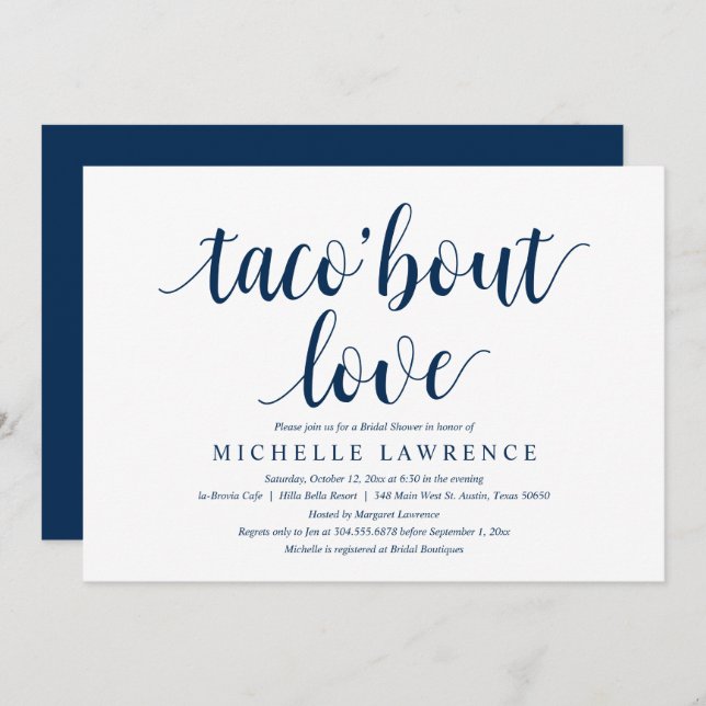 taco bout love, Modern Bridal Shower Invitation (Front/Back)