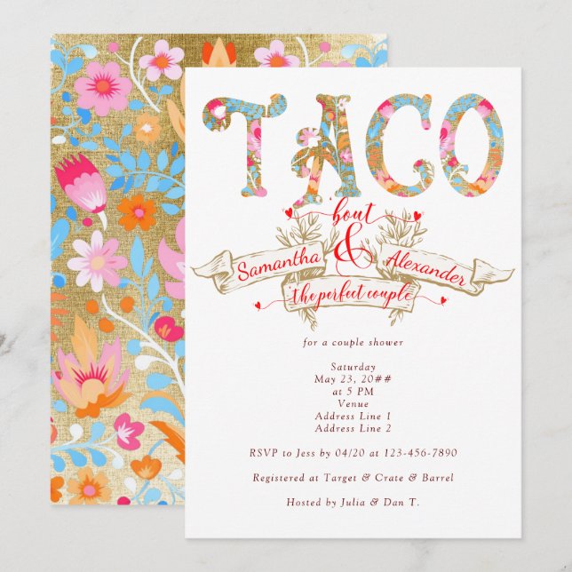 Taco Bout Love Perfect Couple Fiesta Couple Shower Invitation (Front/Back)