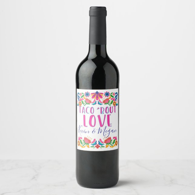 Taco Bout Love Summer Fiesta Couples Shower Wine Label (Front)