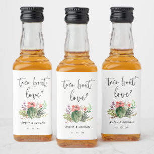 Taco Bout Love Watercolor Cactus Succulent Fiesta  Liquor Bottle Label