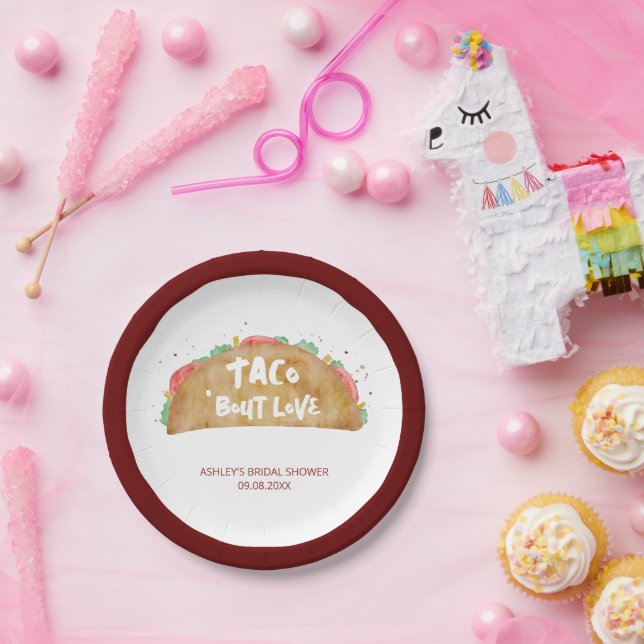Taco 'Bout Love Wedding Bridal Shower Fiesta Paper Plate (Party)