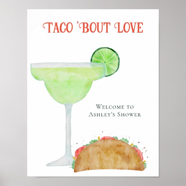 Taco 'Bout Love Wedding or Bridal Shower Welcome Poster (Front)