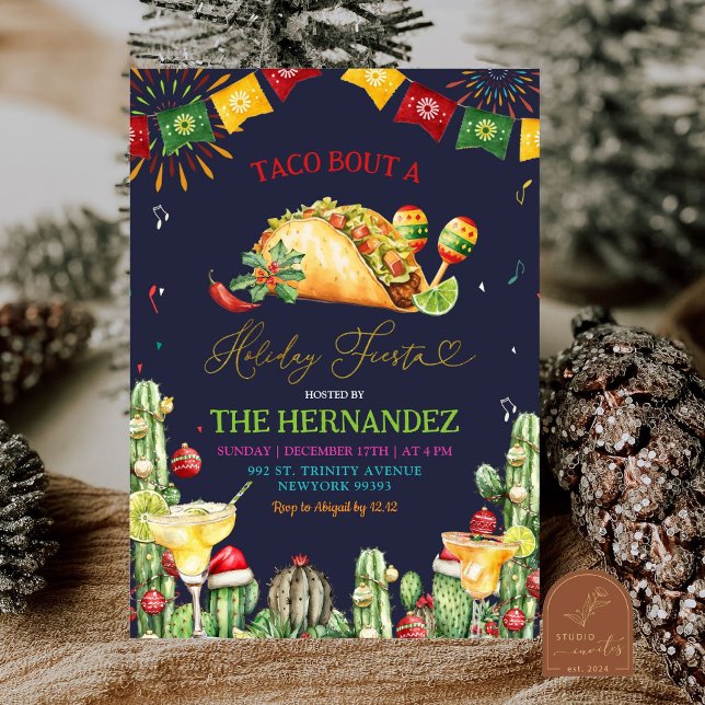 Taco Bout Night Fiesta Margaritas Christmas Party Invitation (Creator Uploaded)