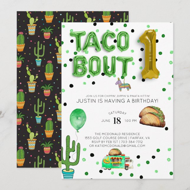 Taco Bout One | First Birthday Invitation (Front/Back)
