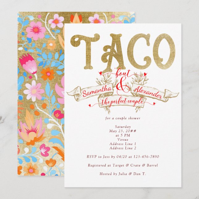 Taco Bout Perfect Couple Love Fiesta Couple Shower Invitation (Front/Back)