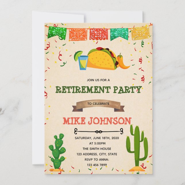 Taco Bout Retirement party invitation (Front)
