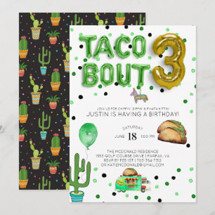 Taco Bout Three   Third Birthday Invitation