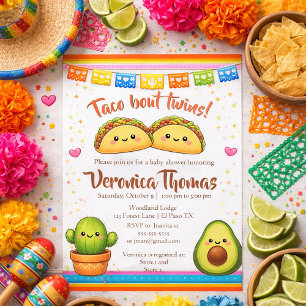 Taco bout Twins Baby Shower Invitation
